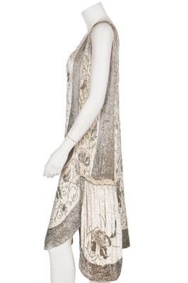 Lot 19 - Two ivory beaded flapper dresses, 1920s