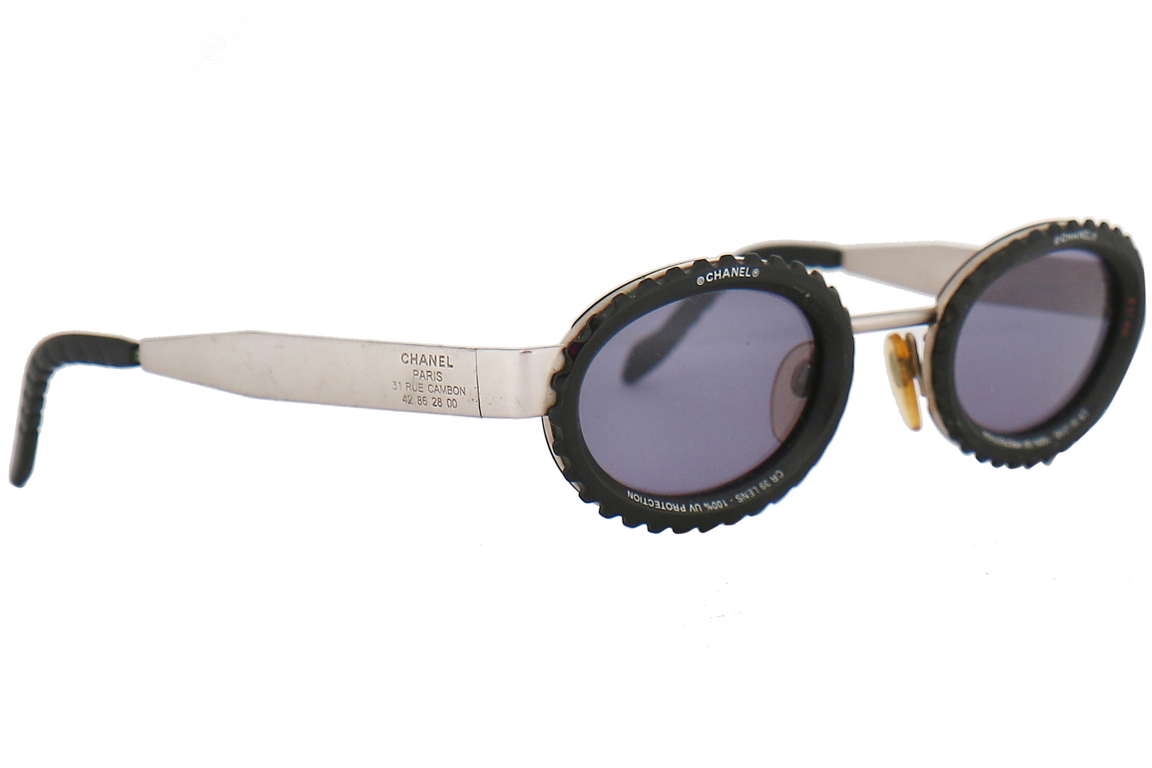 CHANEL SS 1993 Black Round Logo Sunglasses  Garment