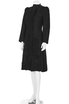 Lot 199 - An Alexander McQueen beaded black wool coat, probably 'Joan' collection, A/W 1998-99