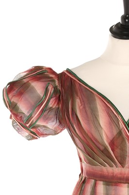 Lot 85 - A pink and green striped silk gauze dress,...