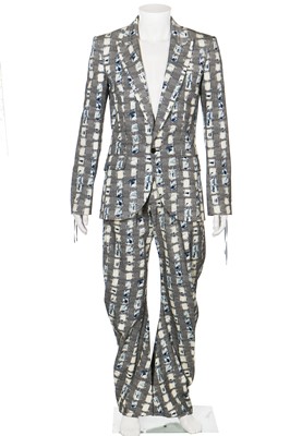 Lot 289 - A John Galliano men's denim and houndstooth check printed cotton suit, 2000s