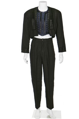 Lot 313 - Jean Paul Gaultier for Bogys black linen men's ensemble, mid 1980s