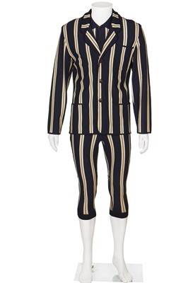 Lot 309 - A Jean Paul Gaultier men's striped jersey catsuit and jacket, probably SS 1988