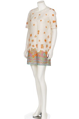 Lot 262 - A rare Ossie Clark/Celia Birtwell printed perforated paper dress, 1966