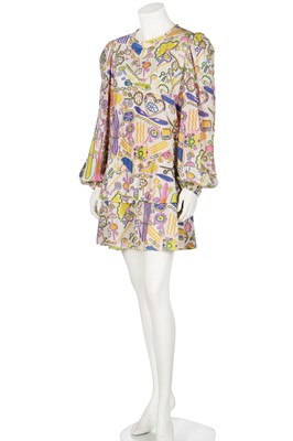 Lot 154 - A Sylvia Ayton/Zandra Rhodes 'All Over Neon' pop-art style printed nylon jersey dress, 1966-68