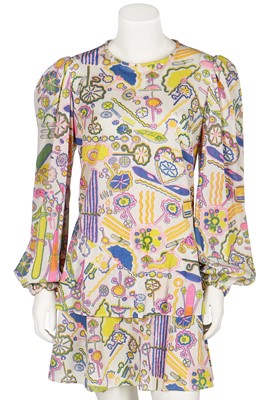 Lot 154 - A Sylvia Ayton/Zandra Rhodes 'All Over Neon' pop-art style printed nylon jersey dress, 1966-68