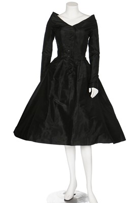 Lot 267 - A Ceil Chapman black silk cocktail dress, early 1950s