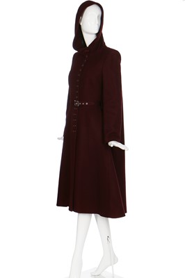 Lot 235 - An Alexander McQueen burgundy wool coat, 'Joan' collection, Autumn-Winter 1998-99