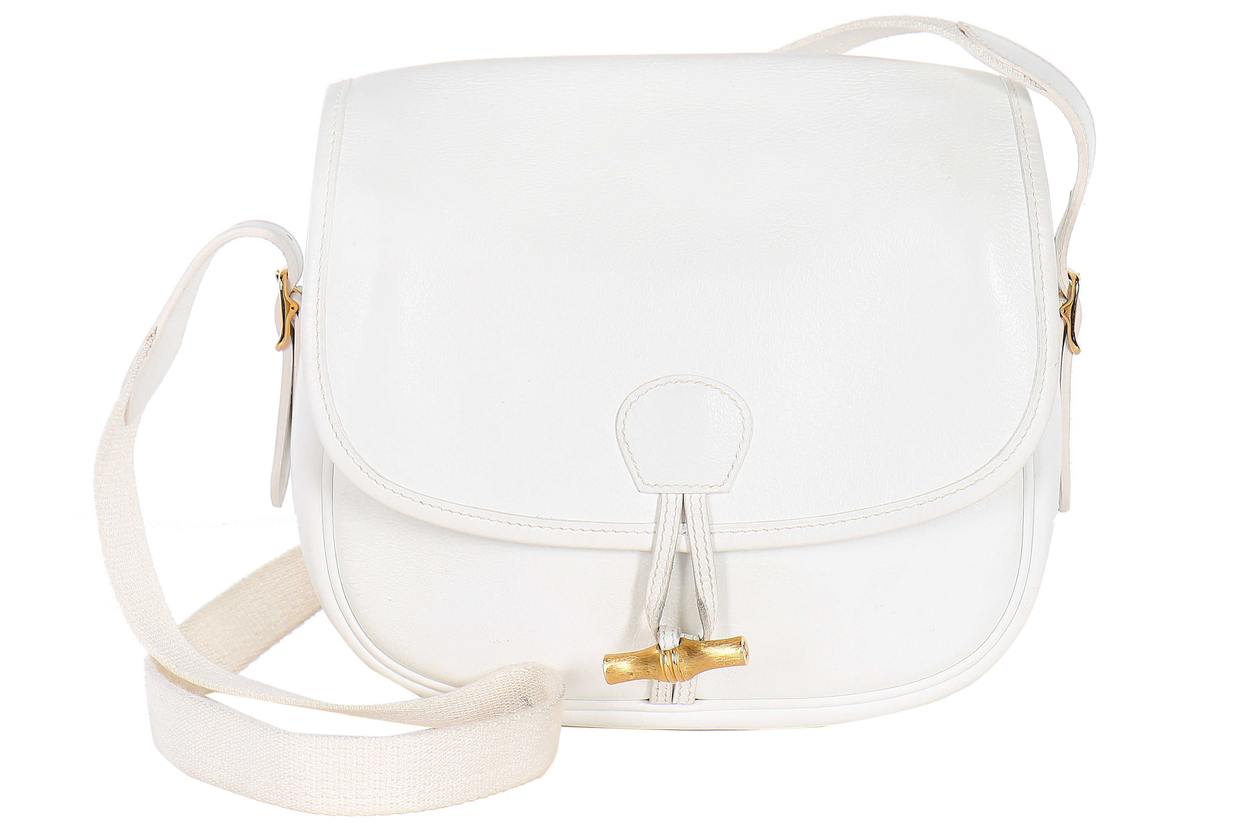 Lot 245 An Hermès white leather shoulder bag,