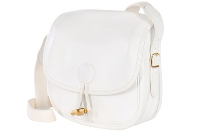 Lot 245 - An Hermès white leather shoulder bag, 1960s-70s