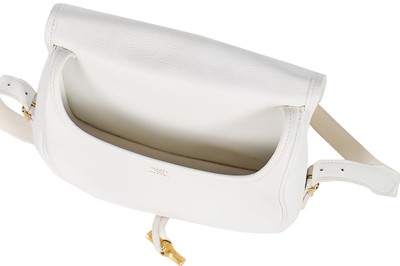 Lot 245 - An Hermès white leather shoulder bag, 1960s-70s