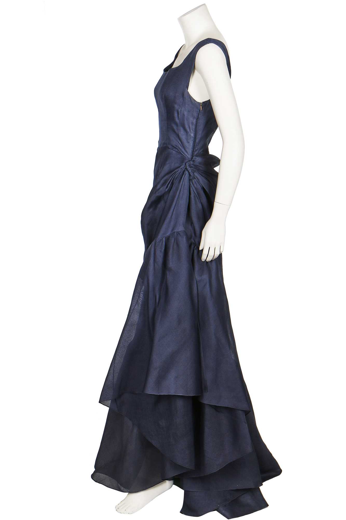 Lot 111 - A Balenciaga couture dark blue silk dress
