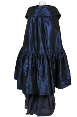 Lot 111 - A Balenciaga couture dark blue silk dress and cape, early 1960s