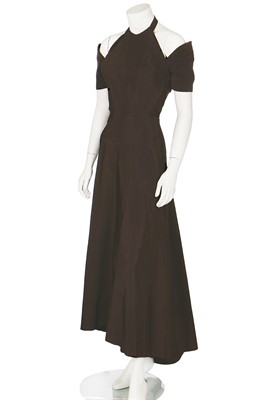 Lot 89 - A Madame Grès couture brown faille evening gown, late 1940s-early 1950s