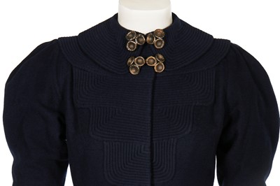 Lot 78 - A Maison Worth couture navy wool coat, early 1930s