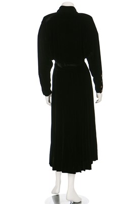 Lot 183 - A Chanel couture pleated black velvet dress, circa 1988