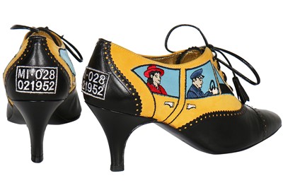 Lot 209 - A pair of Moschino taxi-cab shoes, 1990s