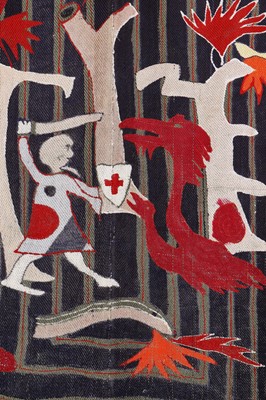 Lot 389 - Michael O'Connell 'St George & the Dragon' resist-dyed hanging, 1951