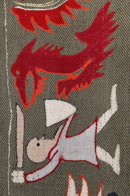 Lot 389 - Michael O'Connell 'St George & the Dragon' resist-dyed hanging, 1951