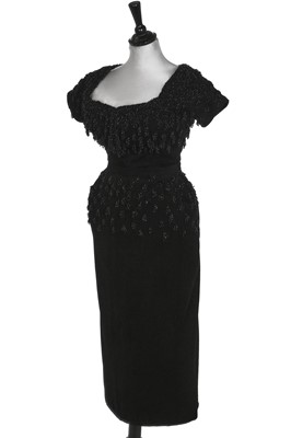 Lot 91 - An early Christian Dior couture Spanish-inspired black wool dinner ensemble, probably Autumn-Winter, 1948-49