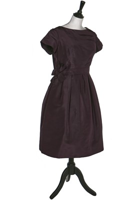 Lot 102 - A Christian Dior aubergine-purple faille dress, mid 1950s