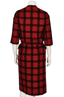 Lot 142 - A Christian Dior red and black checked wool dress, circa 1960