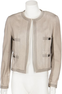 Lot 227 - A Chanel stone-coloured cotton gabardine jacket, late 1990s-early 2000s