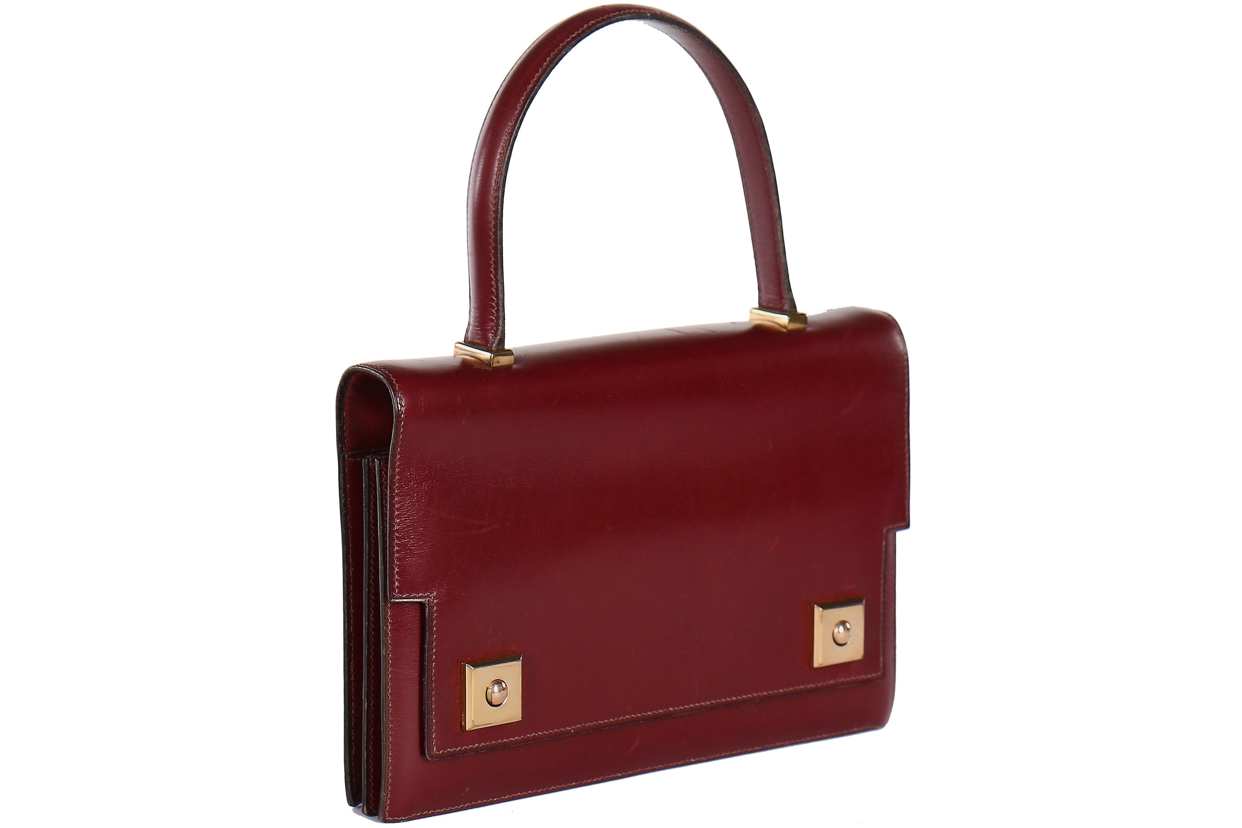 Lot 246 - An Hermès oxblood box leather 'Piano' bag,