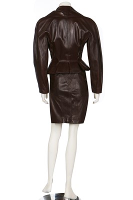 Lot 178 - An Azzedine Alaïa brown leather suit, A/W 1989-90