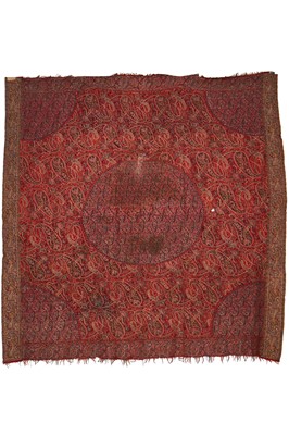 Lot 438 - A woven square 'Moon' shawl, Kashmir, circa 1830