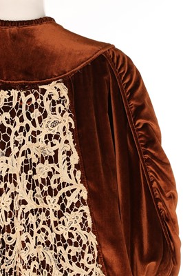 Lot 99 - A Compagnie Lyonnaise brown velvet opera coat,...