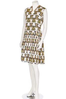 Lot 261 - A Pierre Cardin printed puckered silk dress, mid 1960s