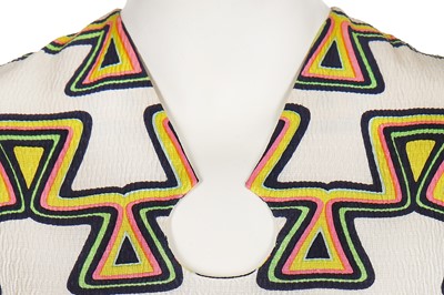Lot 261 - A Pierre Cardin printed puckered silk dress, mid 1960s