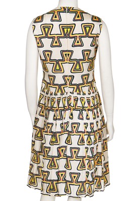 Lot 261 - A Pierre Cardin printed puckered silk dress, mid 1960s