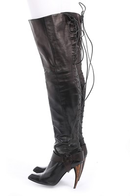 Lot 325 - A pair of Alexander McQueen dark brown leather...