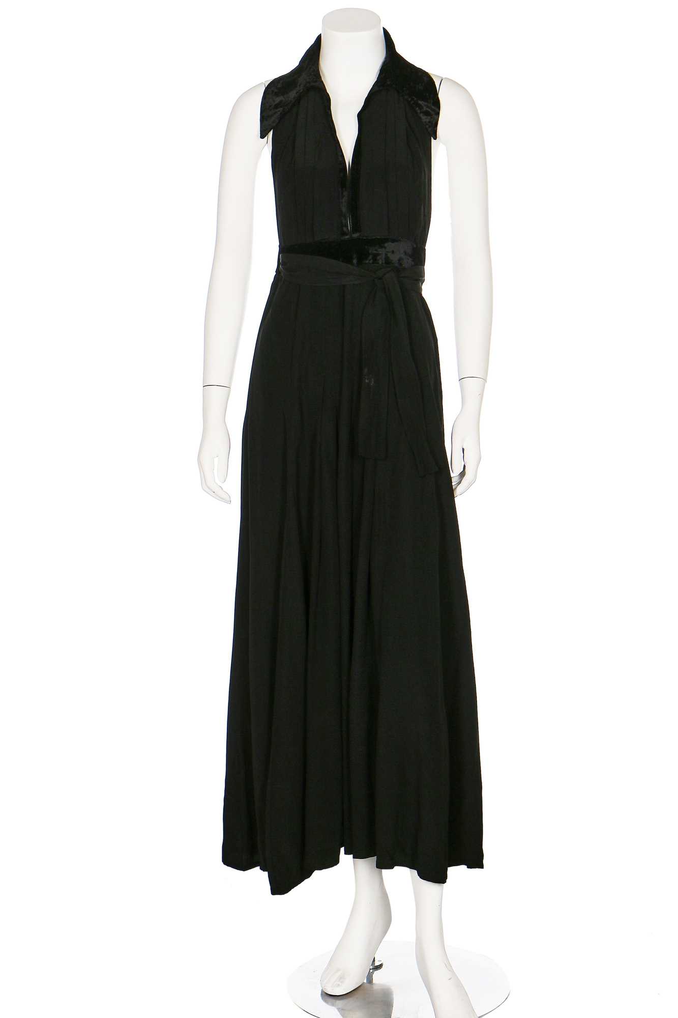 Lot 152 - An Ossie Clark black pleated crêpe dress,