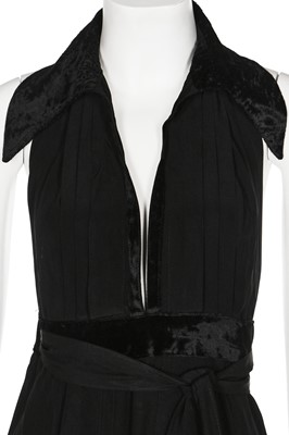Lot 152 - An Ossie Clark black pleated crêpe dress, mid 1970s