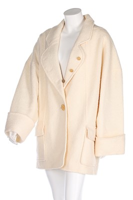 Lot 235 - A Chanel cream bouclé wool oversized jacket, circa 1990