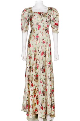 Lot 275 - A satin evening gown with floral print designed by Marie Laurencin, 1930s