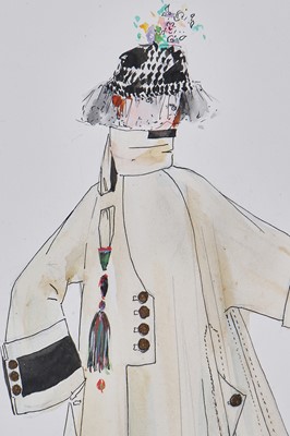 Lot 58 - Two Lucile fashion sketches for coats, 1916