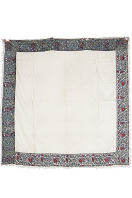 Lot 416 - Three Norwich woven turnover shawls, 1825-35