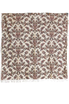 Lot 417 - A woven silk square shawl, Norwich 1830s