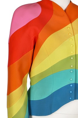 Lot 206 - A Thierry Mugler 'rainbow' wool-blend jacket, Spring-Summer 1990
