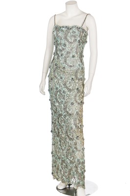 Lot 256A - A Christian Dior London beaded and ribbon-worked lace evening gown, circa 1965