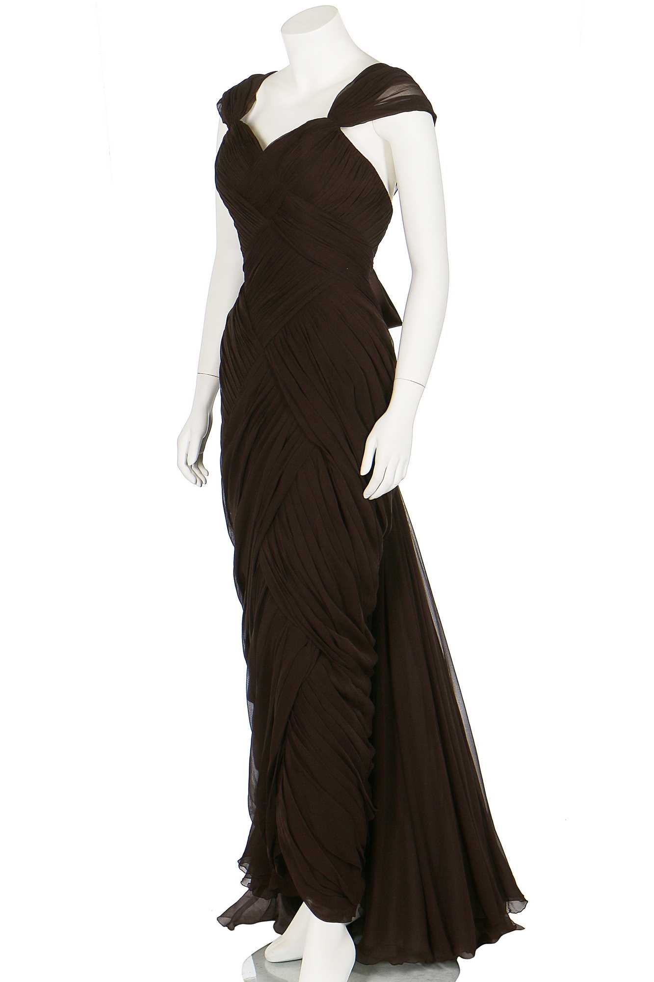 Lot 100 - A Jean Dessès couture brown chiffon dress, 1955