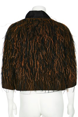 Lot 114 - A Balenciaga couture cannelé velvet bolero jacket with ostrich plumes, circa 1965
