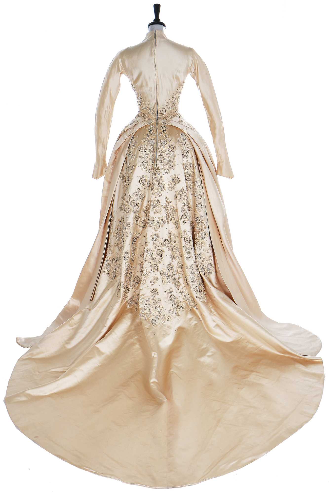 Lot 97 A good Norman Hartnell couture satin bridal