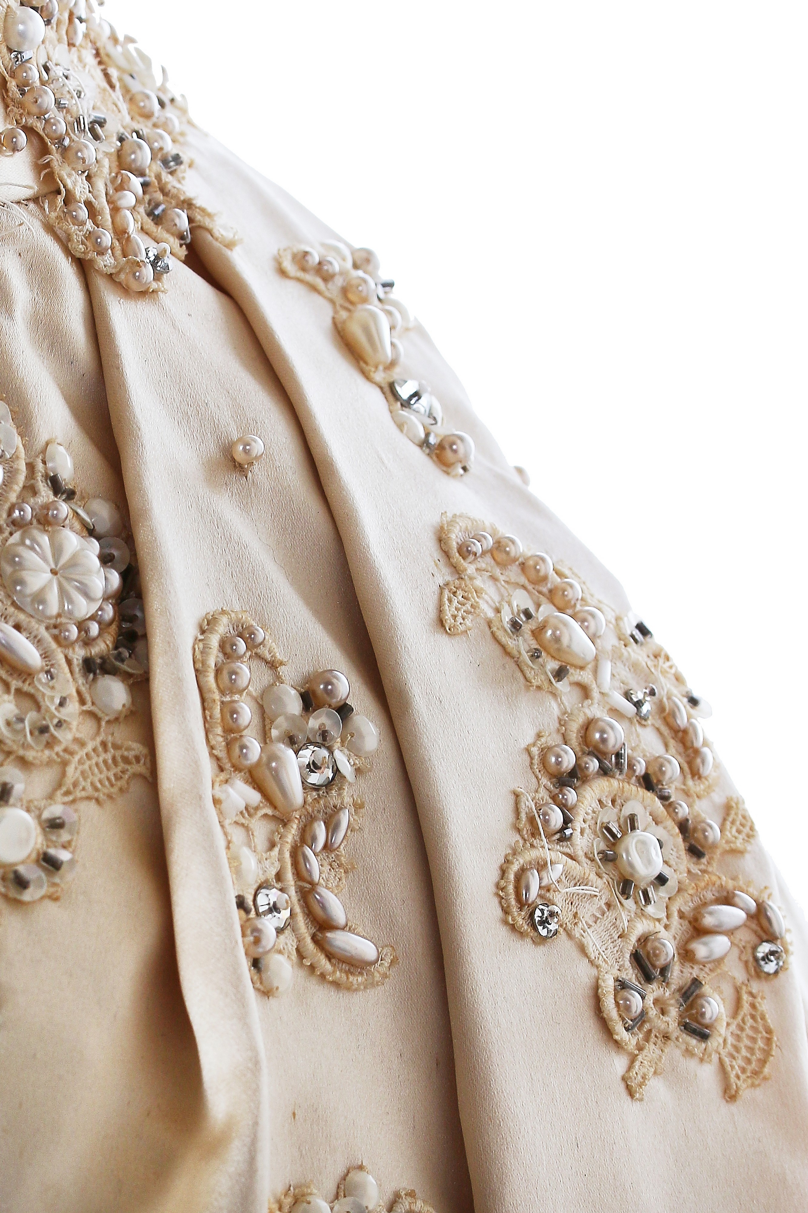 Lot 97 A good Norman Hartnell couture satin bridal