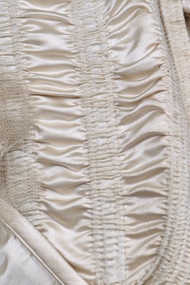 Lot 39 - An  ivory silk bonnet and bridal headdress, circa 1845