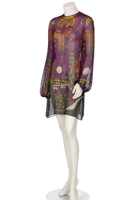 Lot 147 - A Karl Lagerfeld for Chloé psychedelic printed chiffon mini dress, late 1960s